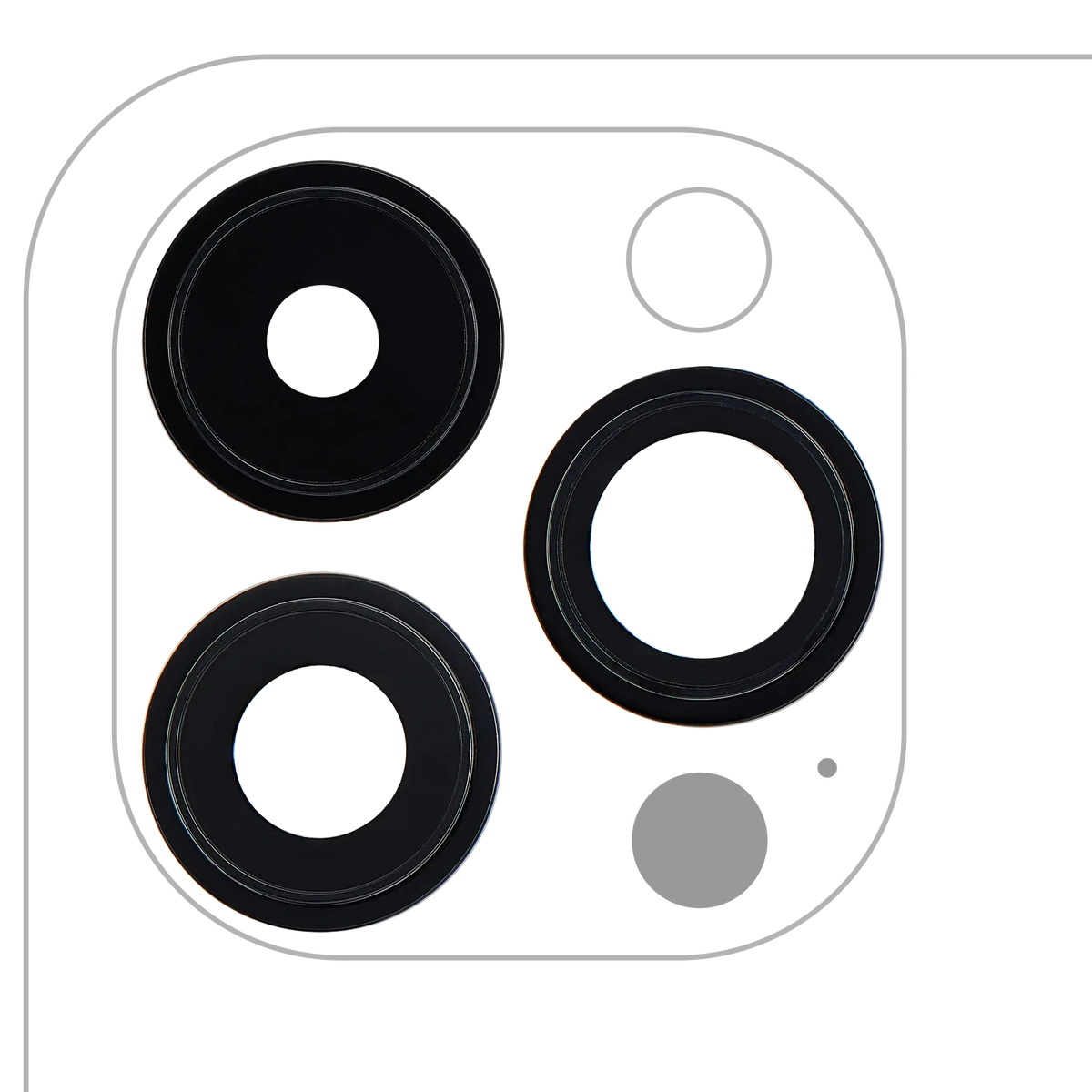 Back Camera Lens With Bracket & Bezel For iPhone 14 Pro / 14 Pro Max (Space Black) (3 Piece Set) (Aftermarket Plus)