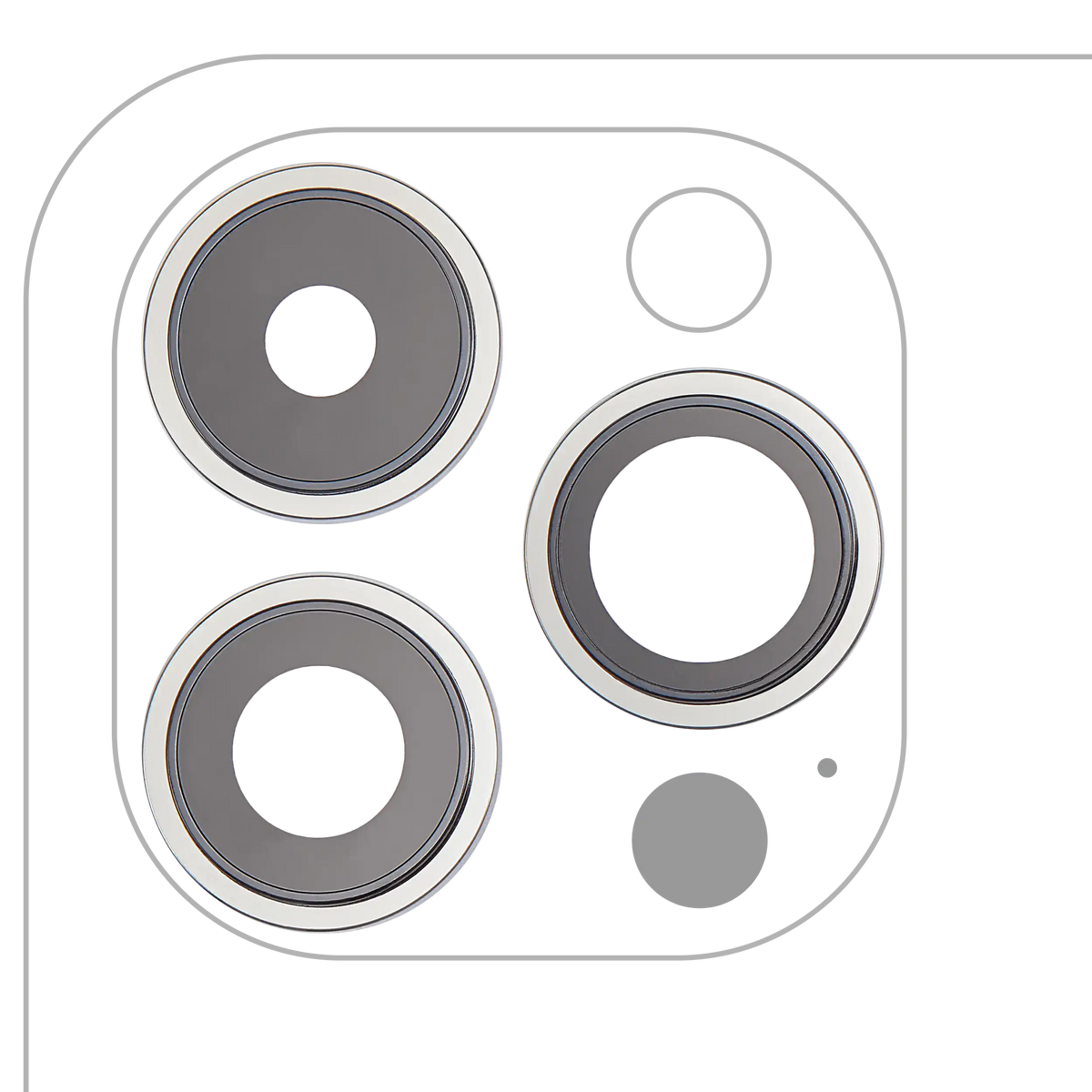 Back Camera Lens With Bracket & Bezel For iPhone 14 Pro / 14 Pro Max (Silver) (3 Piece Set) (Aftermarket Plus)