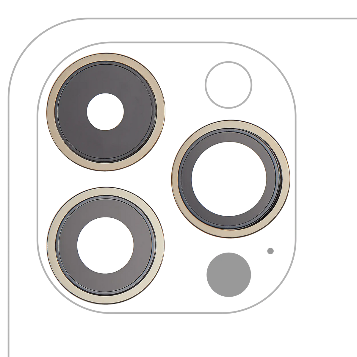 Back Camera Lens With Bracket & Bezel For iPhone 14 Pro / 14 Pro Max (Gold) (3 Piece Set) (Aftermarket Plus)