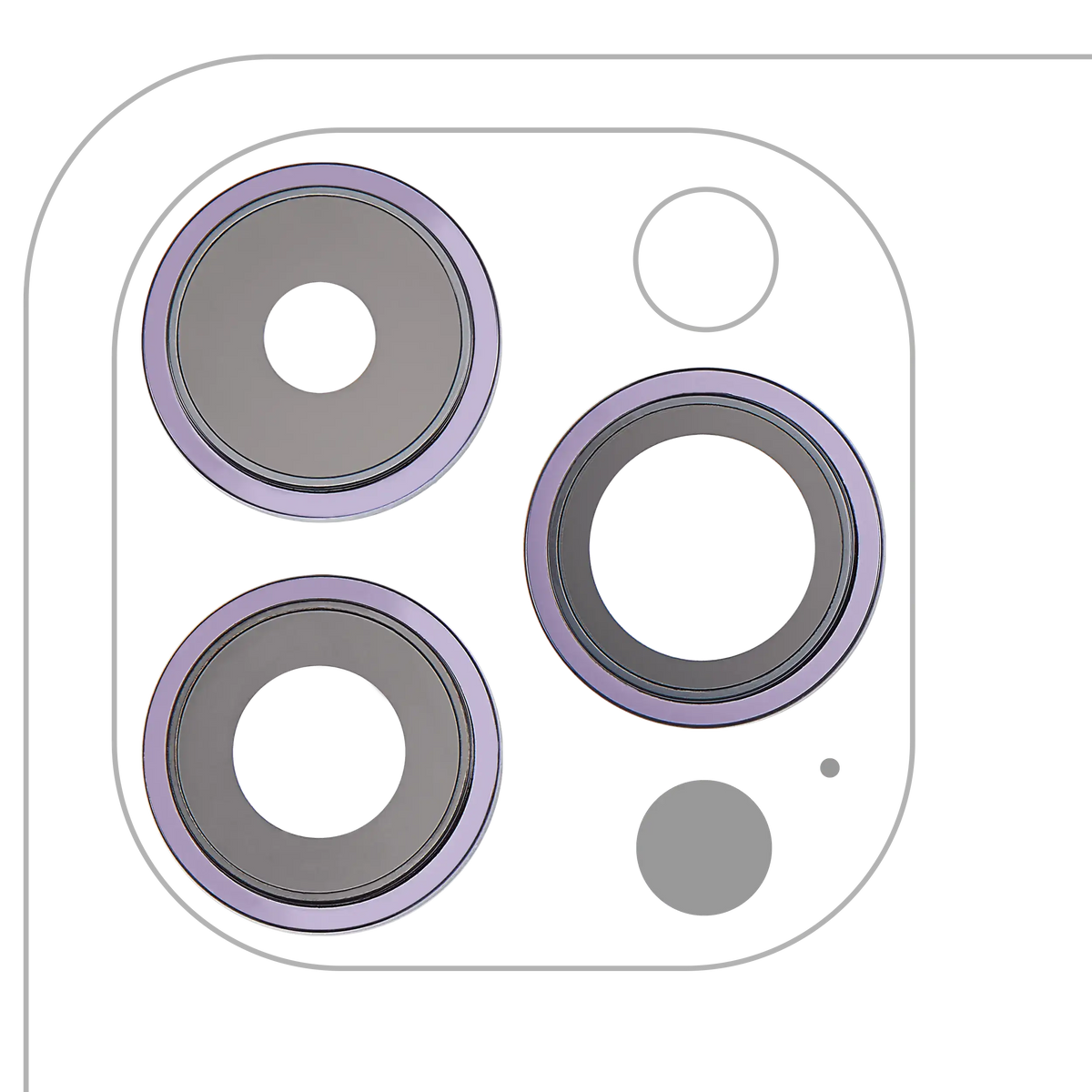 Back Camera Lens With Bracket & Bezel For iPhone 14 Pro / 14 Pro Max (Deep Purple) (3 Piece Set) (Aftermarket Plus)