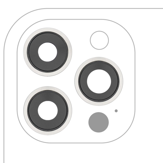 Back Camera Lens With Bracket & Bezel For iPhone 12 Pro Max (3 Piece Set) (Aftermarket Plus) (Silver)