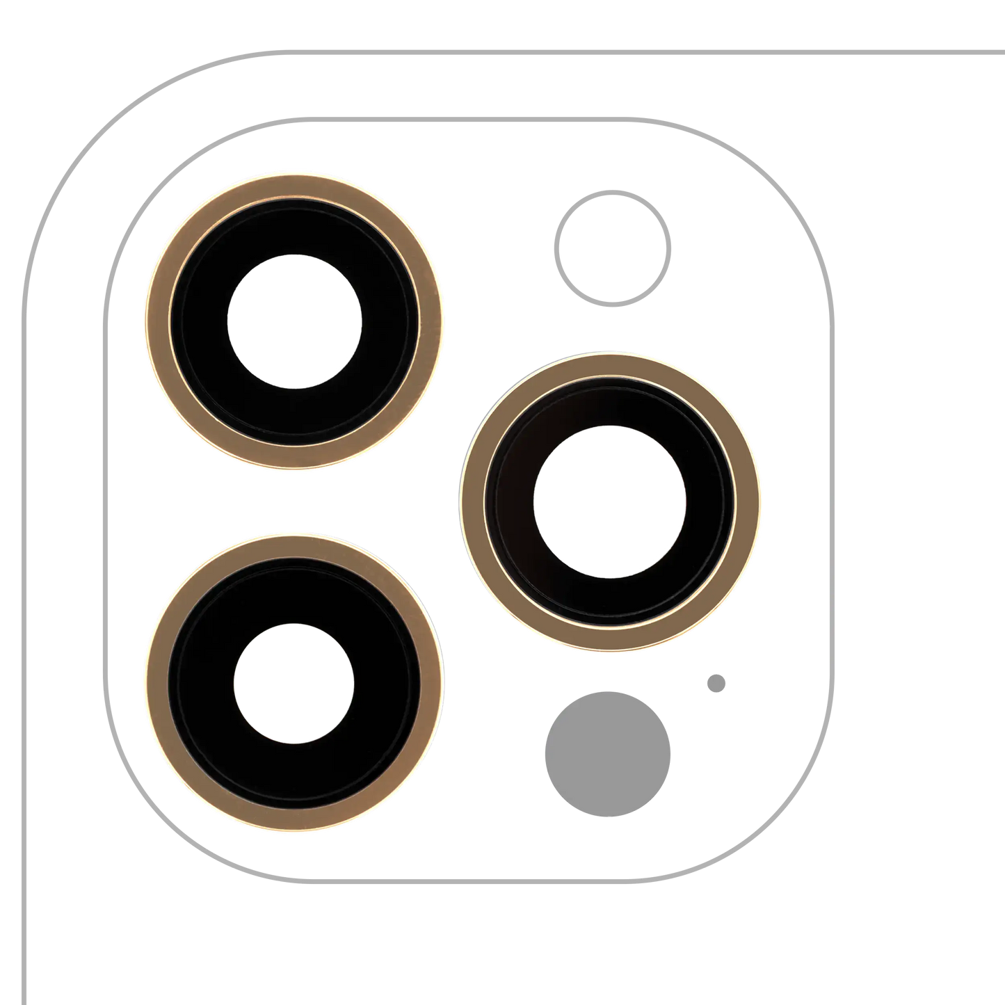 Back Camera Lens With Bracket & Bezel For iPhone 12 Pro Max (3 Piece Set) (Aftermarket Plus) (Gold)