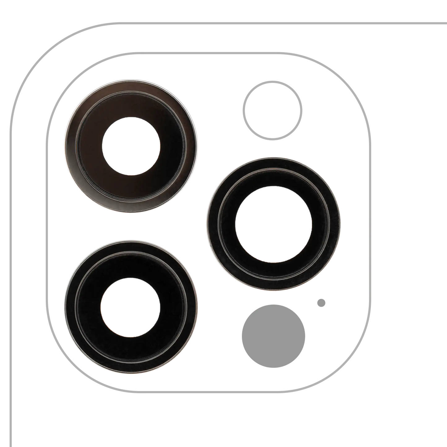 Back Camera Lens With Bracket & Bezel For iPhone 12 Pro (3 Piece Set) (Real Sapphire / Premium) (Graphite)