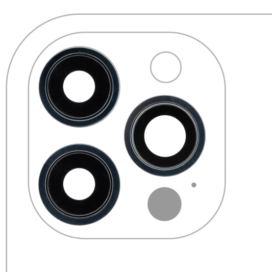 Back Camera Lens With Bracket & Bezel For iPhone 12 Pro Max (3 Piece Set) (Real Sapphire / Premium) (Pacific Blue)