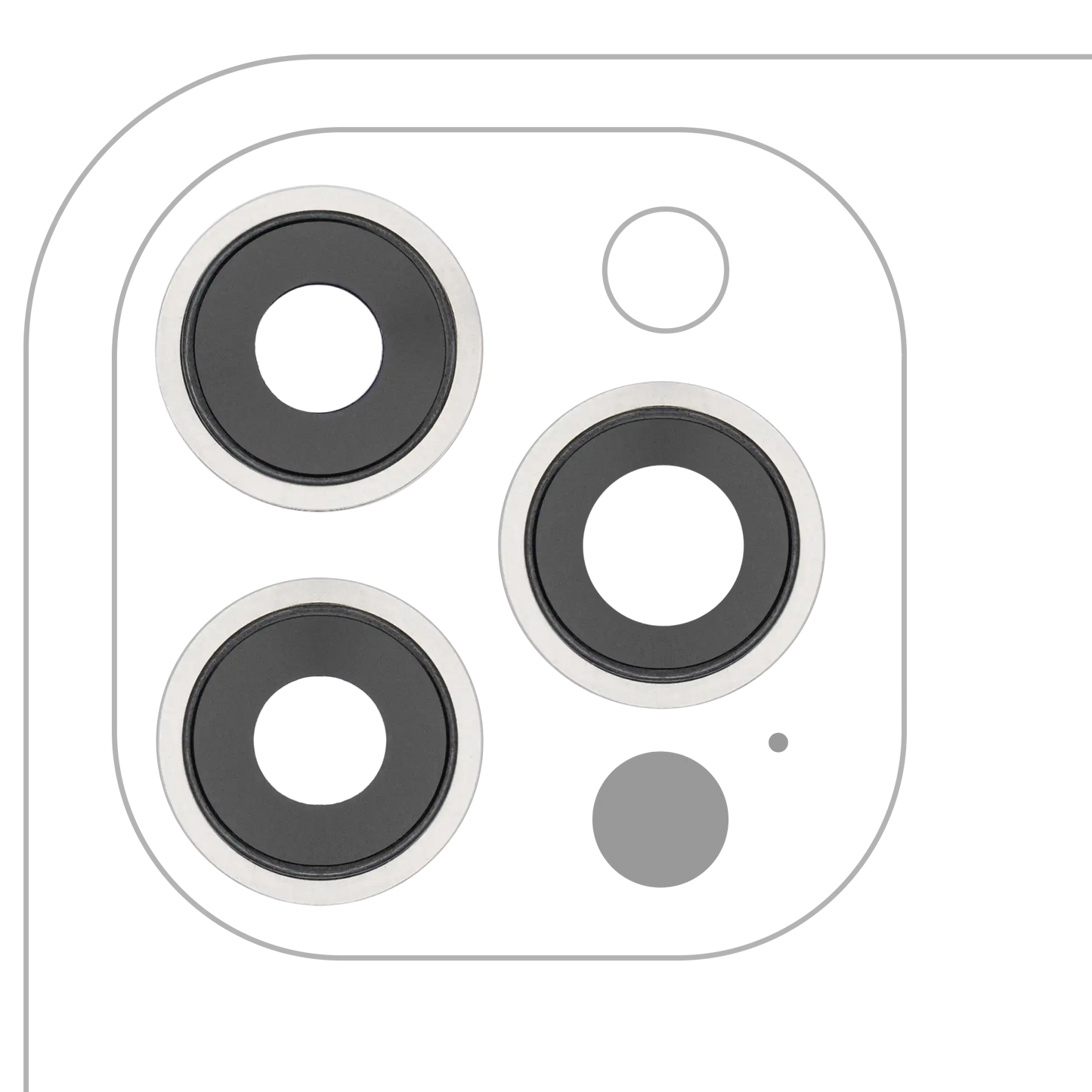 Back Camera Lens With Bracket & Bezel For iPhone 12 Pro Max (3 Piece Set) (Real Sapphire / Premium) (Silver)