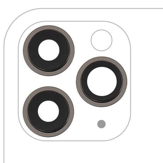 Back Camera Lens With Bracket & Bezel For iPhone 11 Pro / Pro Max (3 Piece Set) (Aftermarket Plus) (Black)