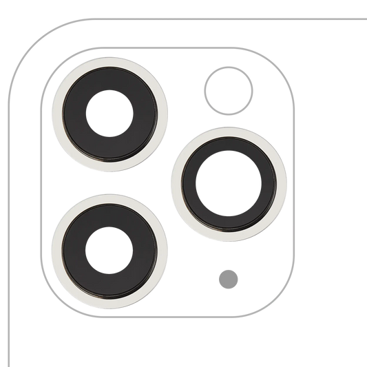 Back Camera Lens With Bracket & Bezel For iPhone 11 Pro / Pro Max (3 Piece Set) (Aftermarket Plus) (White)