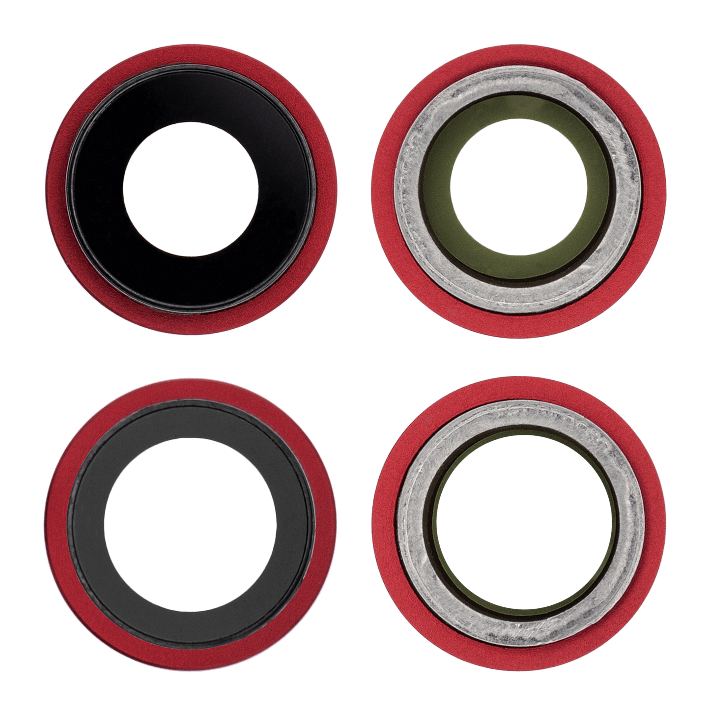 Back Camera Lens With Bracket & Bezel For iPhone 12 / 12 Mini (Aftermarket Plus) (Red) (10 Pack)