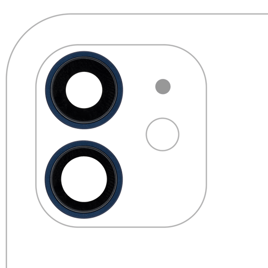 Back Camera Lens With Bracket & Bezel For iPhone 12 / 12 Mini (Aftermarket Plus) (Blue) (10 Pack)