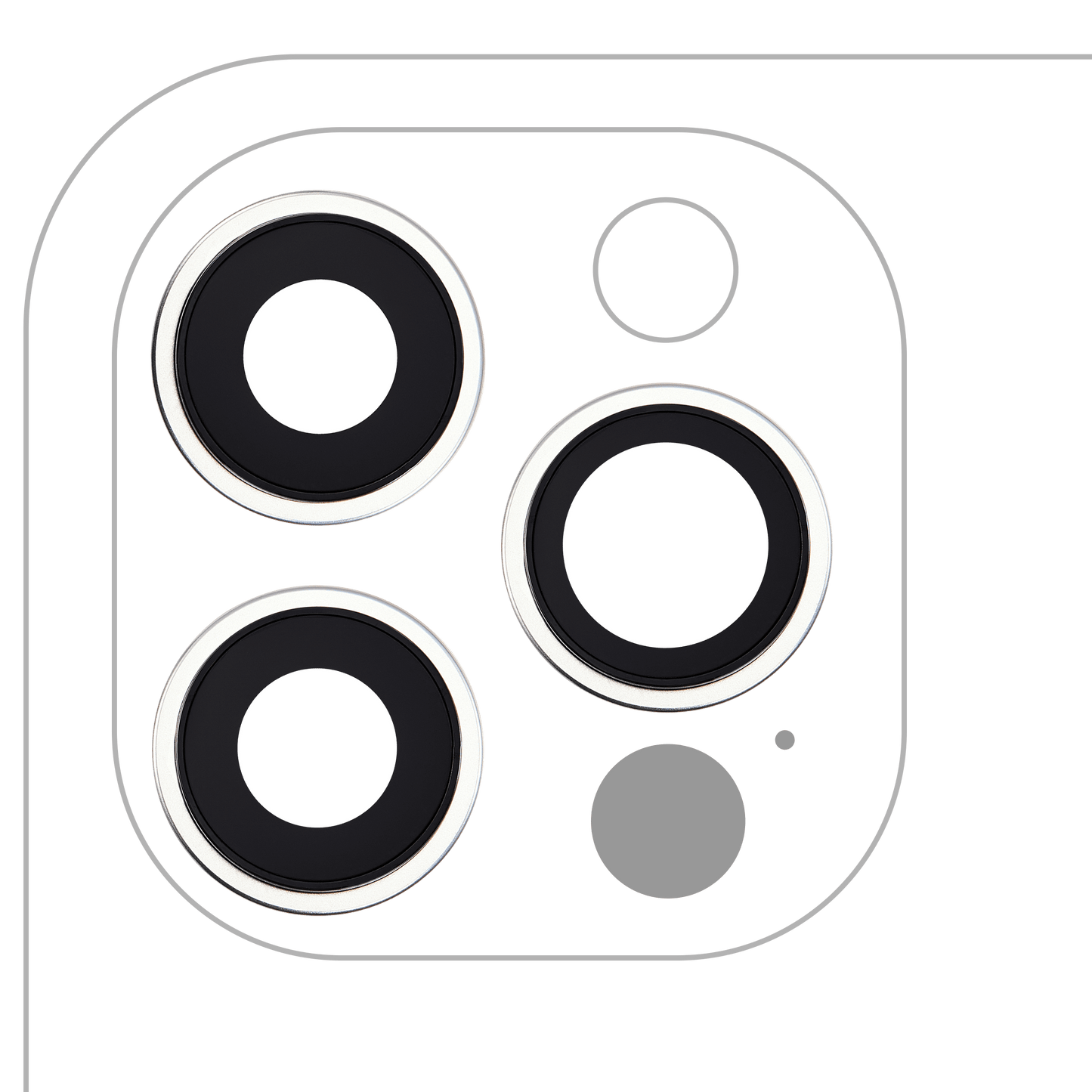 Back Camera Lens With Bracket & Bezel For iPhone 12 Pro (3 Piece Set) (Aftermarket Plus) (Silver)