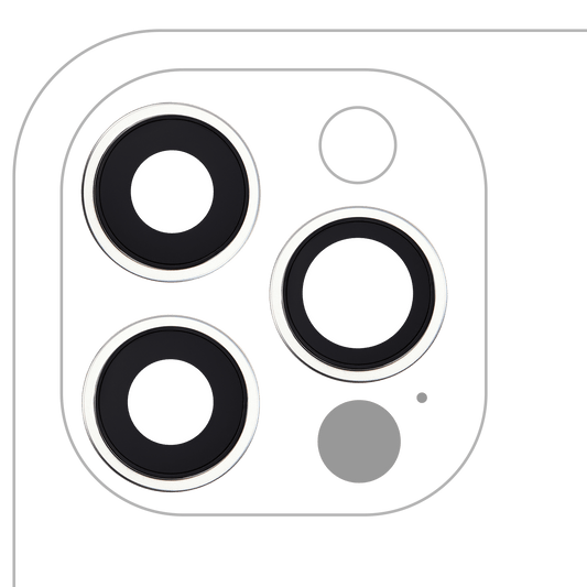 Back Camera Lens With Bracket & Bezel For iPhone 12 Pro (3 Piece Set) (Aftermarket Plus) (Silver)