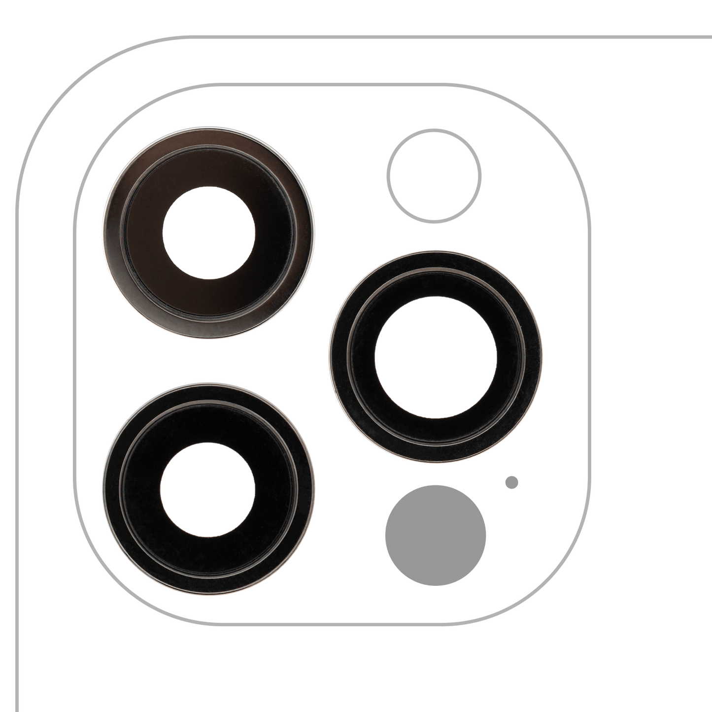 Back Camera Lens With Bracket & Bezel For iPhone 12 Pro (3 Piece Set) (Aftermarket Plus) (Graphite)