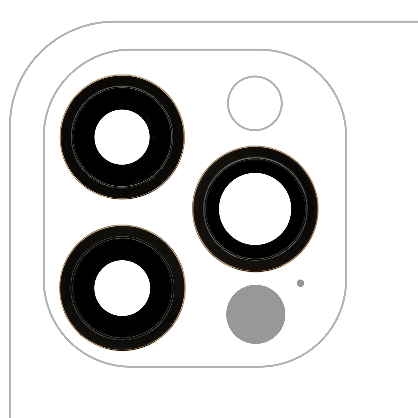 Back Camera Lens With Bracket & Bezel For iPhone 12 Pro (3 Piece Set) (Aftermarket Plus) (Gold)