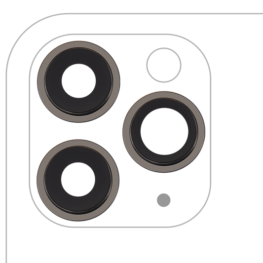 Back Camera Lens With Bracket & Bezel For iPhone 11 Pro / Pro Max (3 Piece Set) (Real Sapphire / Premium) (Black)