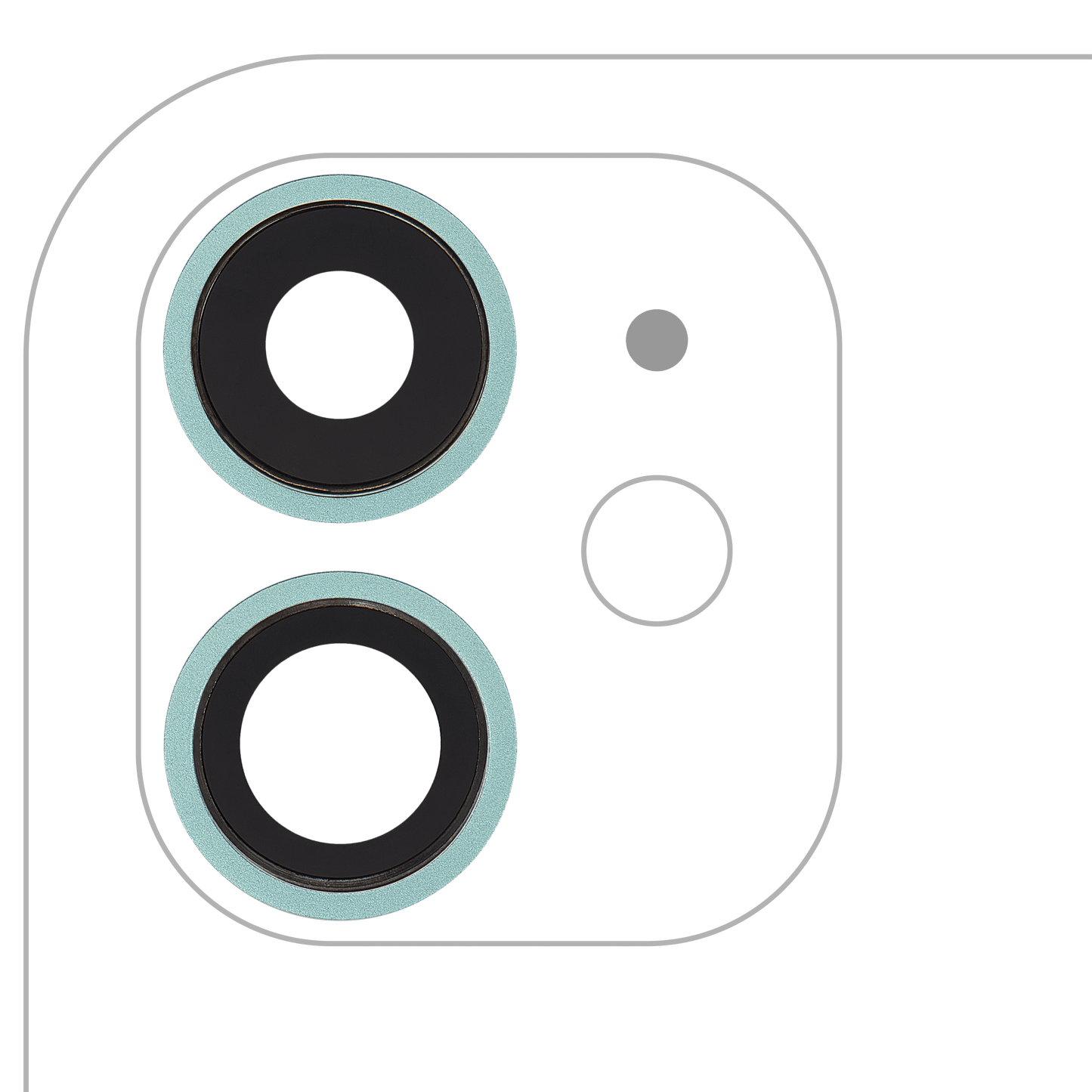 Back Camera Lens With Bracket & Bezel For iPhone 11 ( 2 Piece) (Real Sapphire / Premium) (Green)