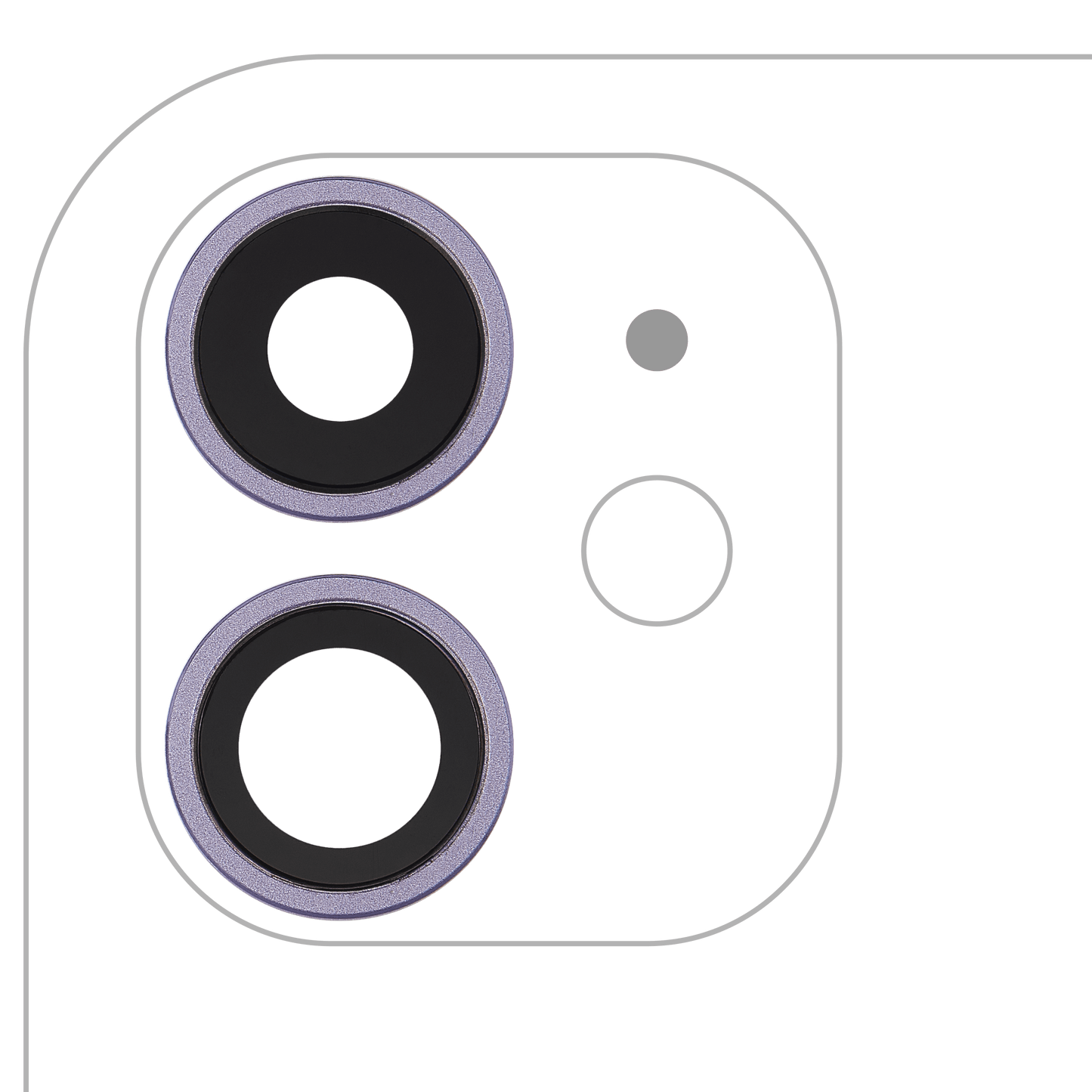 Back Camera Lens With Bracket & Bezel For iPhone 11 ( 2 Piece) (Real Sapphire / Premium) (Purple)