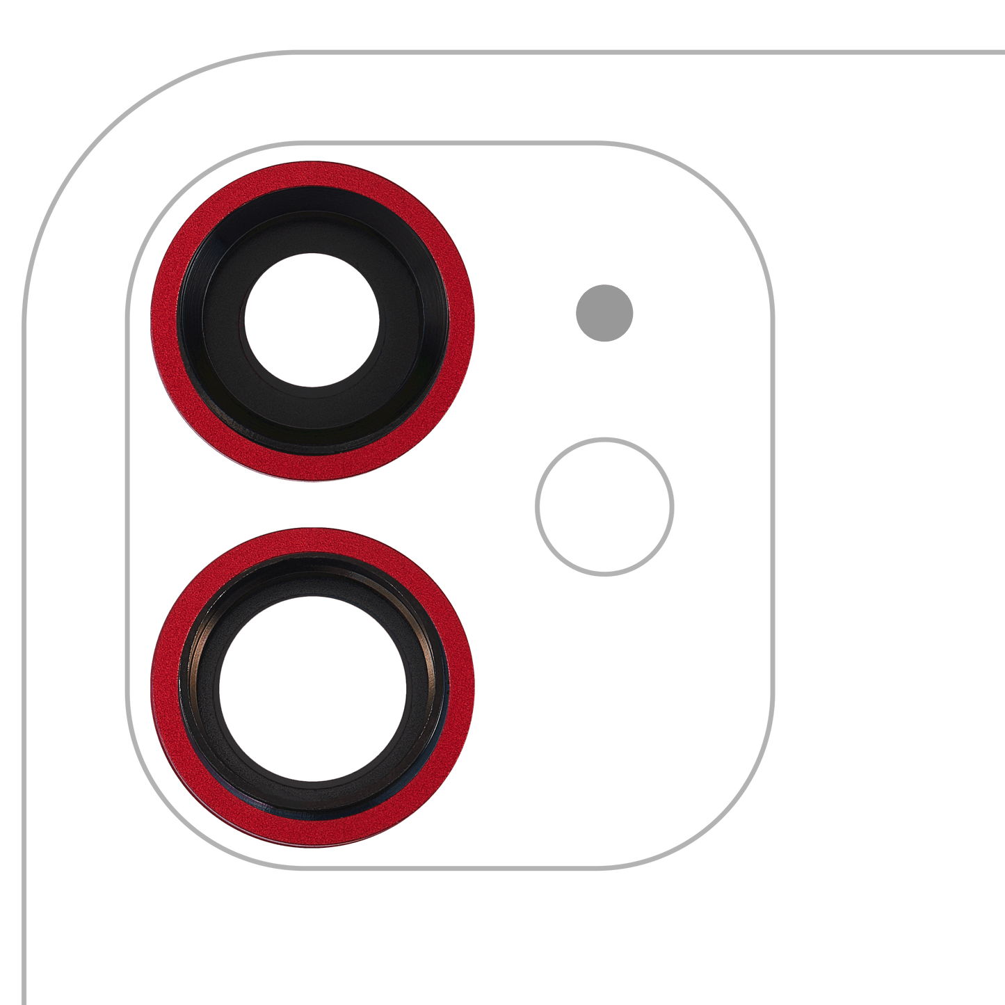 Back Camera Lens With Bracket & Bezel For iPhone 11 ( 2 Piece) (Real Sapphire / Premium) (Red)