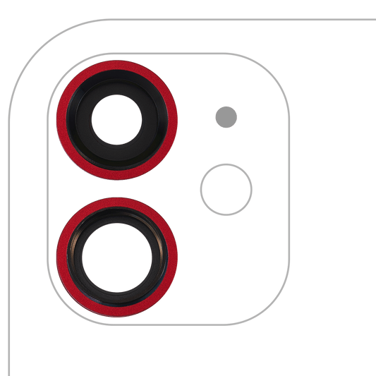 Back Camera Lens With Bracket & Bezel For iPhone 11 ( 2 Piece) (Real Sapphire / Premium) (Red)