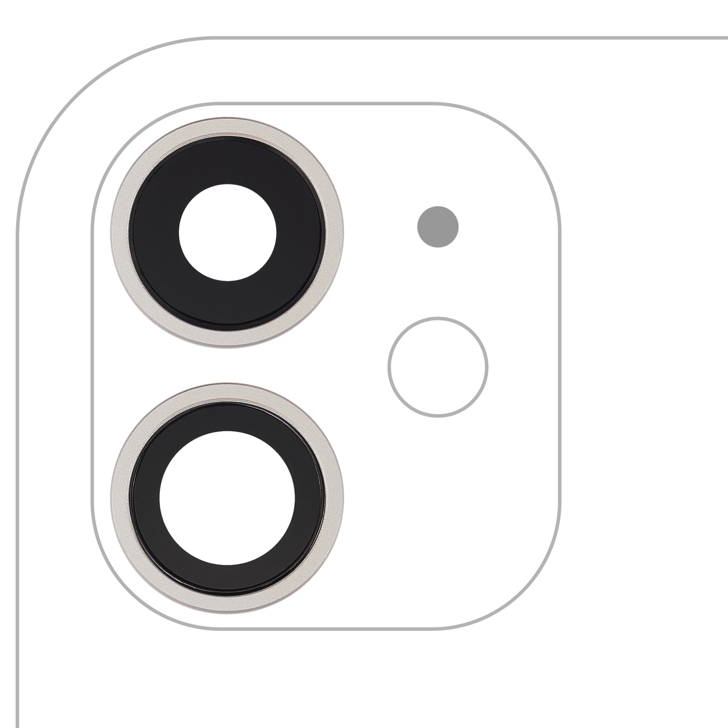 Back Camera Lens With Bracket & Bezel For iPhone 11 ( 2 Piece) (Real Sapphire / Premium) (White)