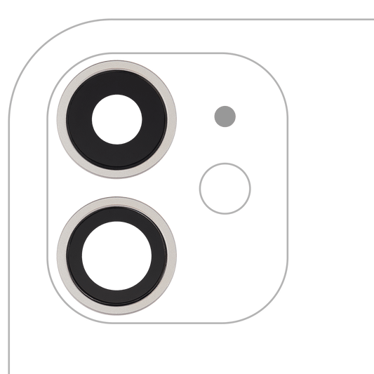 Back Camera Lens With Bracket & Bezel For iPhone 11 ( 2 Piece) (Real Sapphire / Premium) (White)