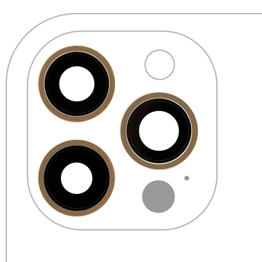 Back Camera Lens With Bracket &amp; Bezel For iPhone 12 Pro Max (3 Piece Set) (Real Sapphire / Premium) (Gold)