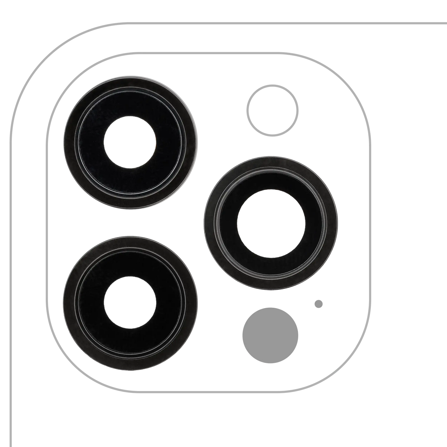 Back Camera Lens With Bracket &amp; Bezel For iPhone 12 Pro Max (3 Piece Set) (Real Sapphire / Premium) (Graphite)