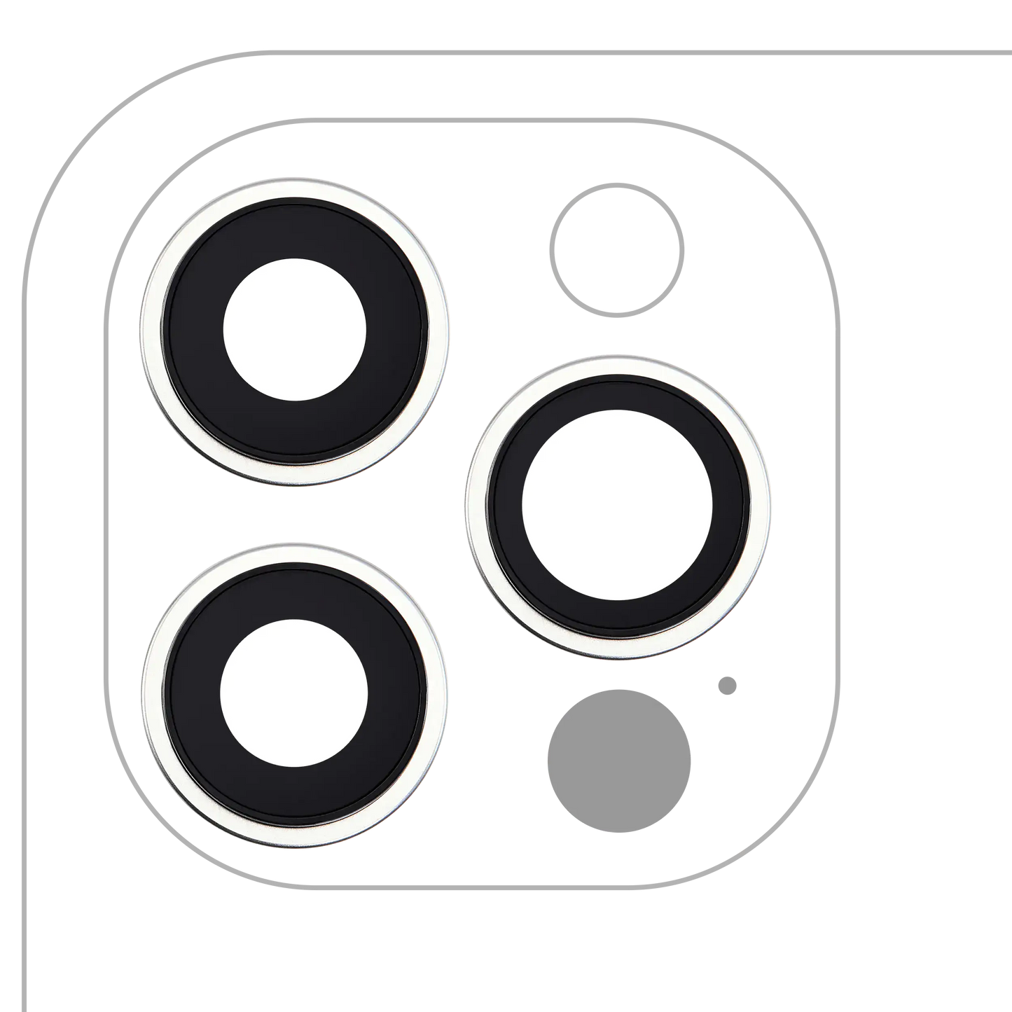 Back Camera Lens With Bracket & Bezel For iPhone 12 Pro (3 Piece Set) (Real Sapphire / Premium) (Silver)