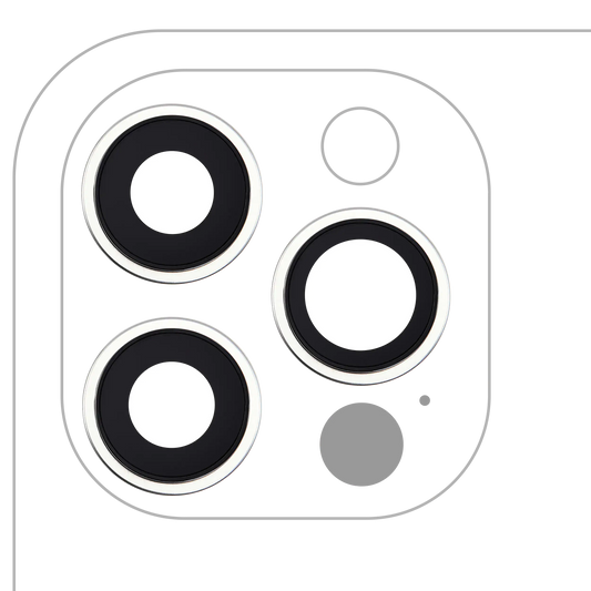 Back Camera Lens With Bracket & Bezel For iPhone 12 Pro (3 Piece Set) (Real Sapphire / Premium) (Silver)