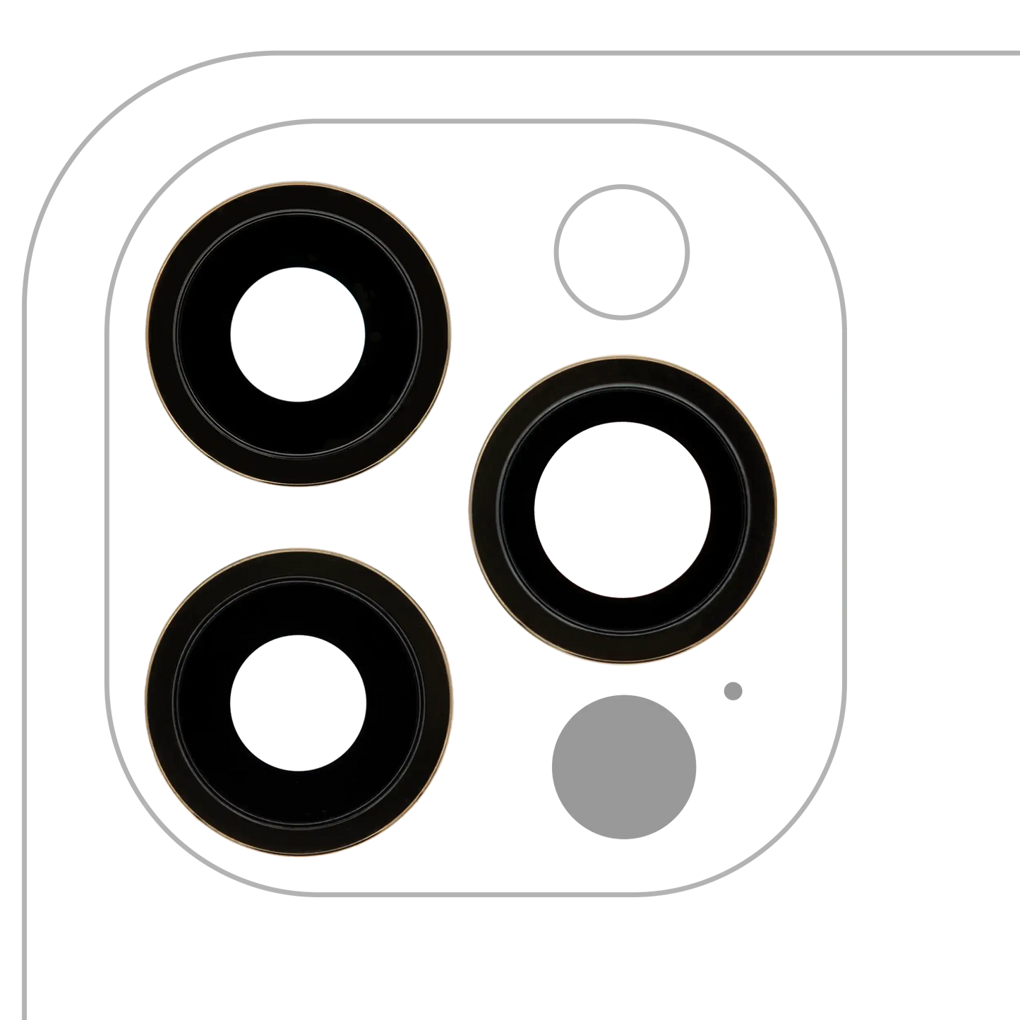 Back Camera Lens With Bracket & Bezel For iPhone 12 Pro (3 Piece Set) (Real Sapphire / Premium) (Gold)