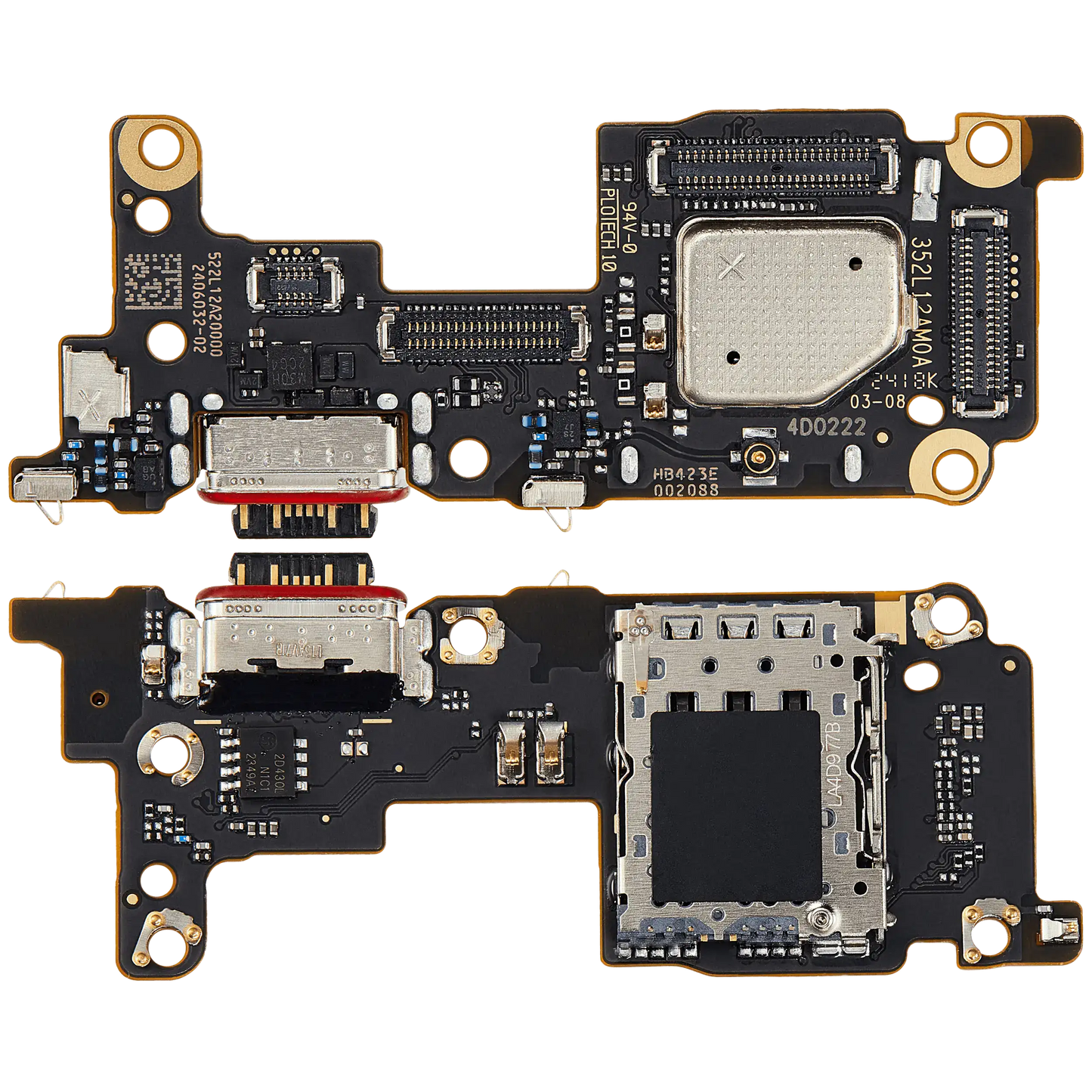Charging Port Board With Sim Card Reader For Xiaomi 12T / 12T Pro (Premium) – repair component detail view – Charging Port Replacement for phone repair
