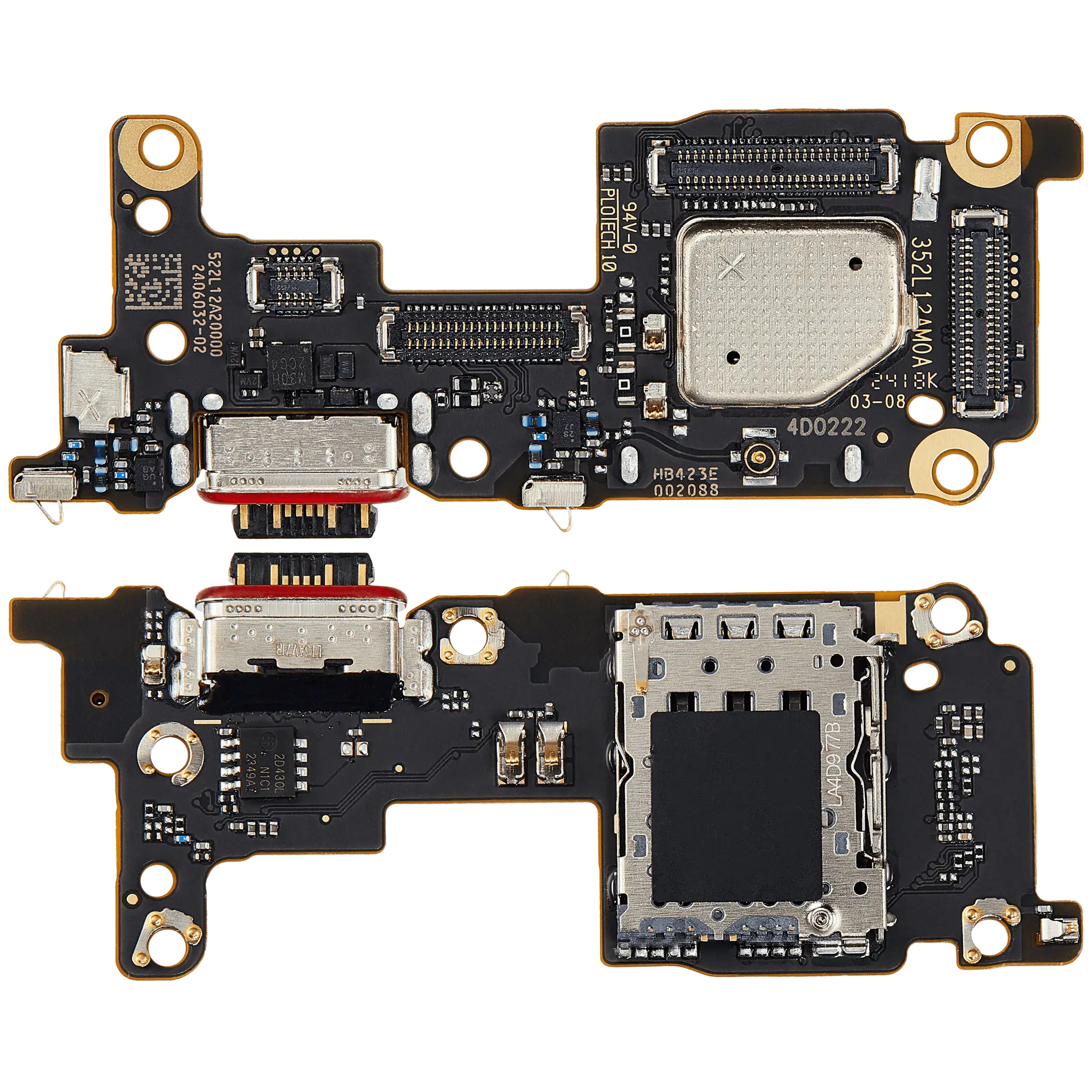 Charging Port Board With Sim Card Reader For Xiaomi 12T / 12T Pro (Premium) – repair component detail view – Charging Port Replacement for phone repair