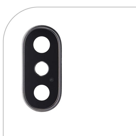 Back Camera Lens With Bracket & Bezel For iPhone X (Silver) (Real Sapphire l Premium) (10 Pack)