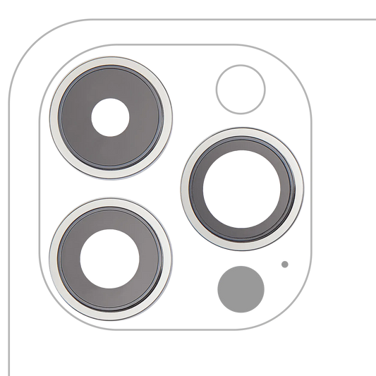 Back Camera Lens With Bracket & Bezel For iPhone 14 Pro / 14 Pro Max (Silver) (3 Piece Set) (Premium)