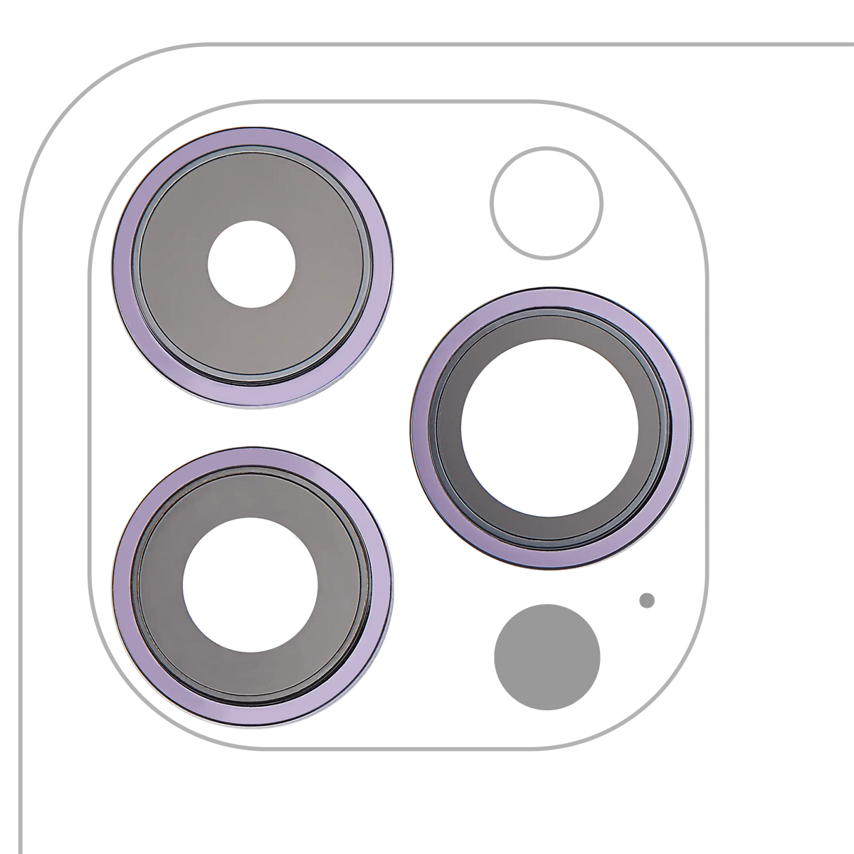 Back Camera Lens With Bracket & Bezel For iPhone 14 Pro / 14 Pro Max (Deep Purple) (3 Piece Set) (Premium)