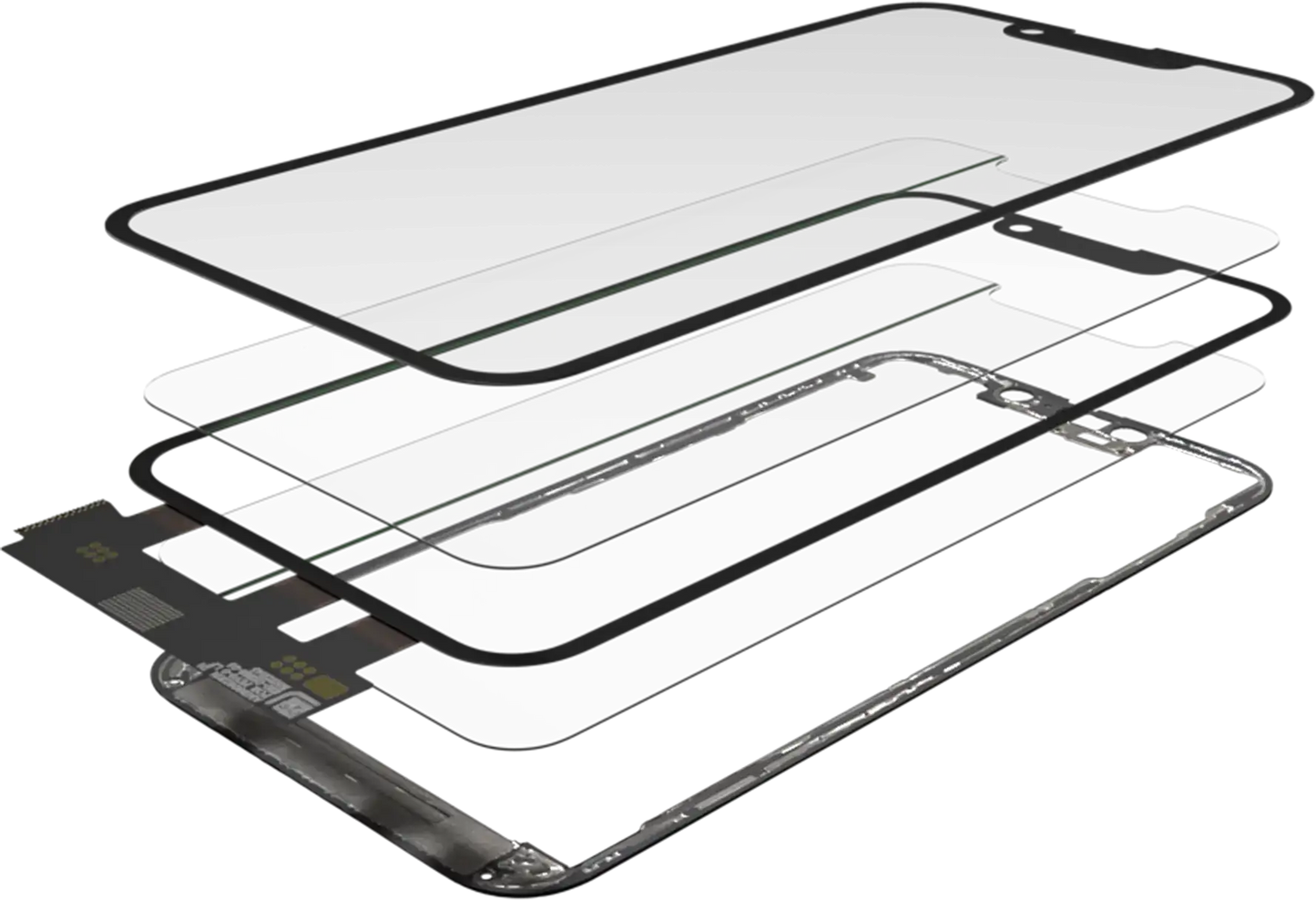 4 in 1 Short Flex (Digitizer Touch With Glass + OCA + Frame Pre-installed) For iPhone 13 Pro (OCA Master)