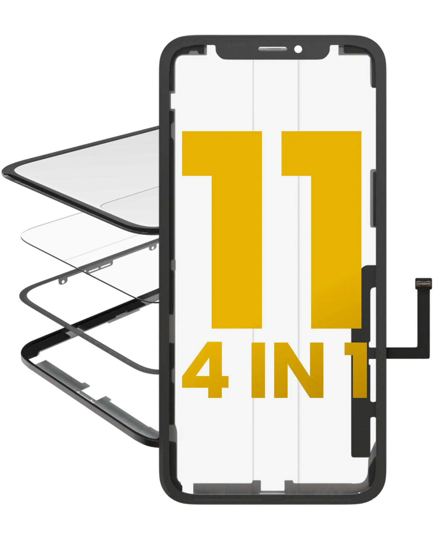 4 in 1 (Glass With OCA Pre-Installed + Frame + Digitizer ) For iPhone 11 (OCA Master)