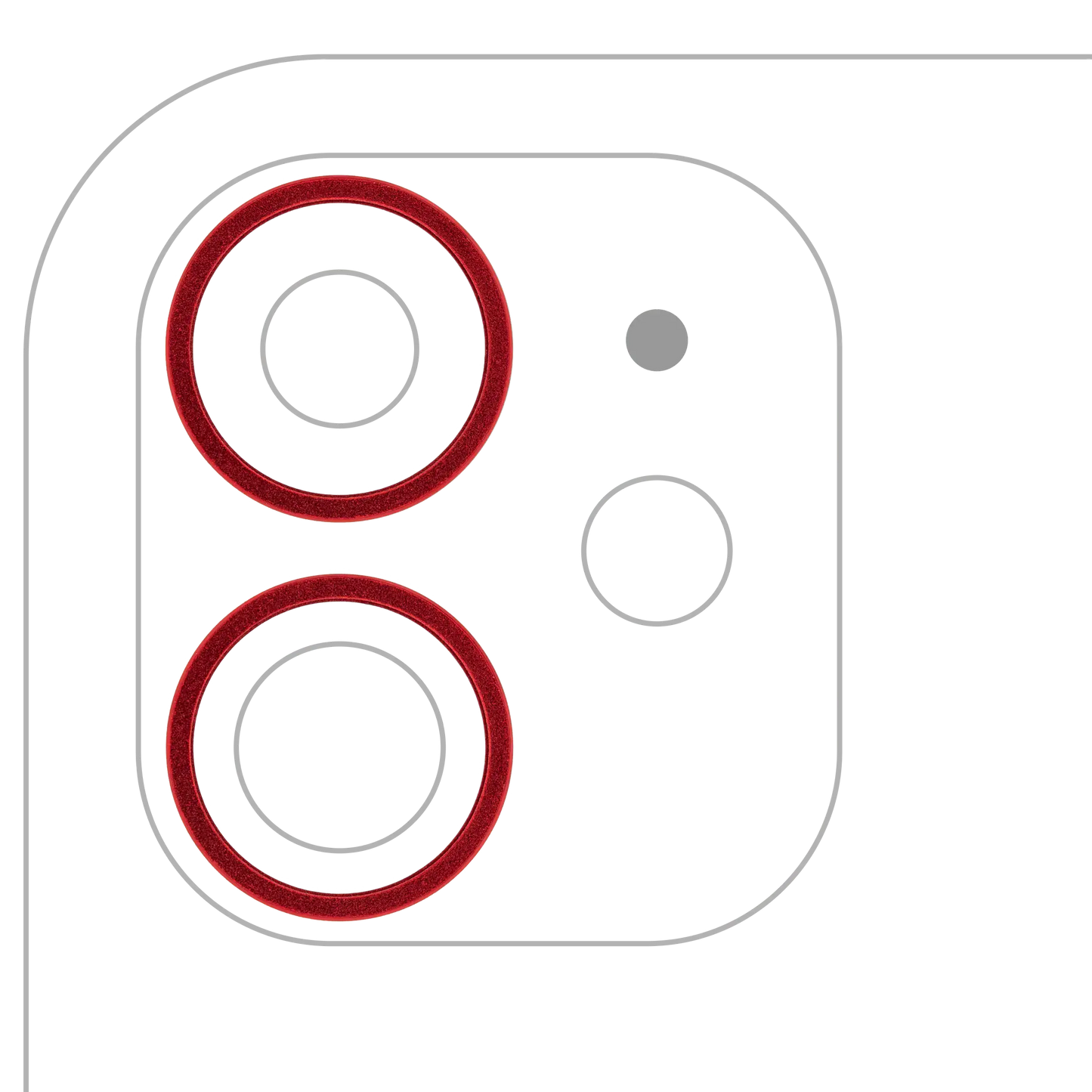 Back Camera Bezel Ring Only For iPhone 11 / 12 / 12 Mini (Red) (2 Piece Set) (10 Pack)