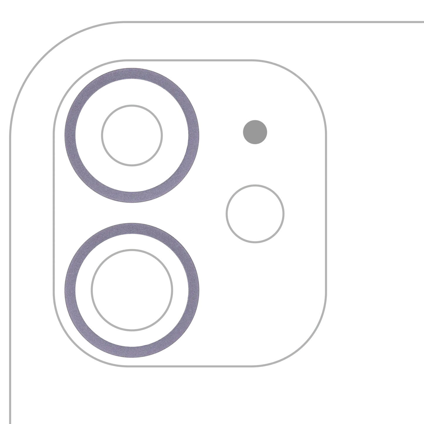 Back Camera Bezel Ring Only For iPhone 11 / 12 / 12 Mini (Purple) (2 Piece Set) (10 Pack)