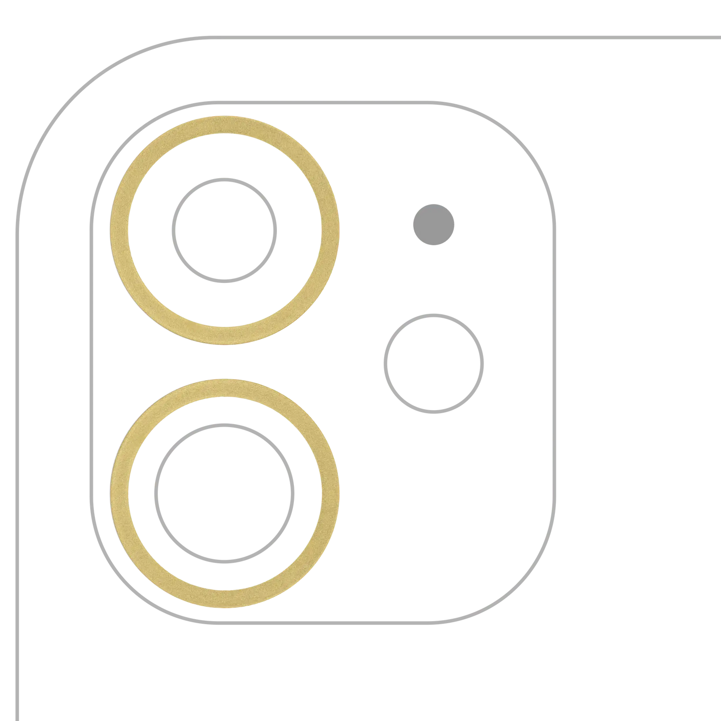 Back Camera Bezel Ring Only For iPhone 11 (Yellow) (2 Piece Set) (10 Pack)