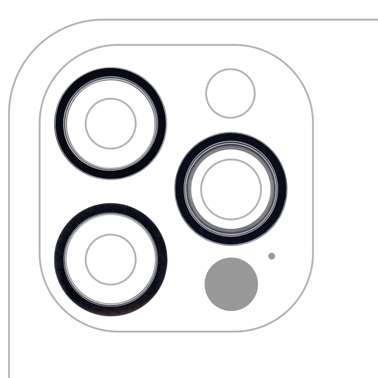 Back Camera Bezel Ring Only For iPhone 12 Pro (Graphite) (3 Piece Set) (10 Pack)