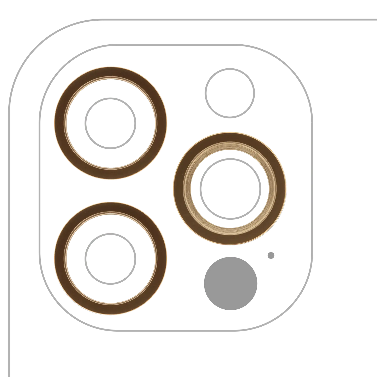 Back Camera Bezel Ring Only For iPhone 12 Pro (Gold) (3 Piece Set) (10 Pack)