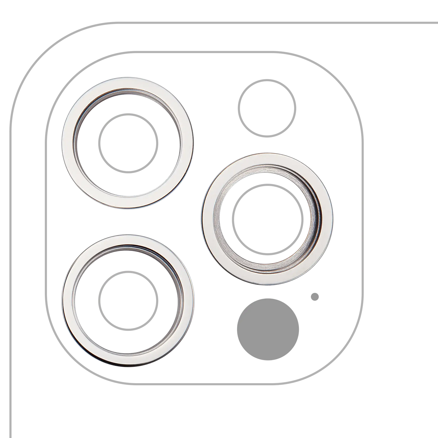 Back Camera Bezel Ring Only For iPhone 12 Pro (Silver) (3 Piece Set) (10 Pack)