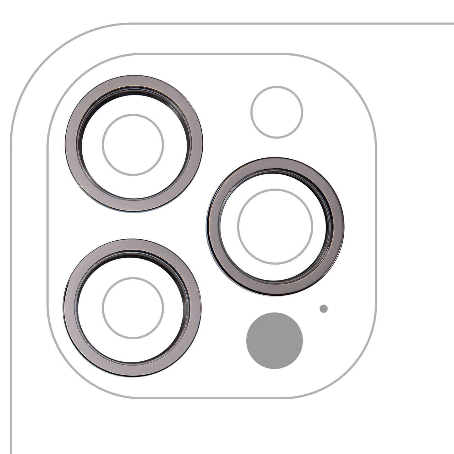 Back Camera Bezel Ring Only For iPhone 12 Pro Max (Graphite) (3 Piece Set) (10 Pack)