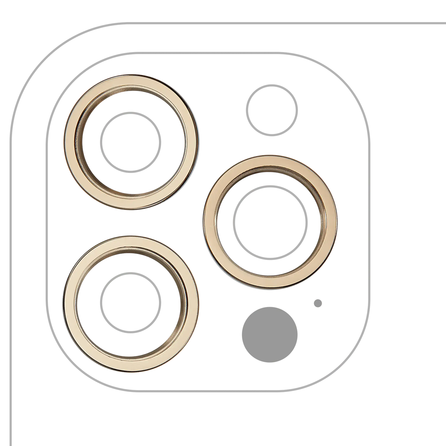 Back Camera Bezel Ring Only For iPhone 12 Pro Max (Gold) (3 Piece Set) (10 Pack)
