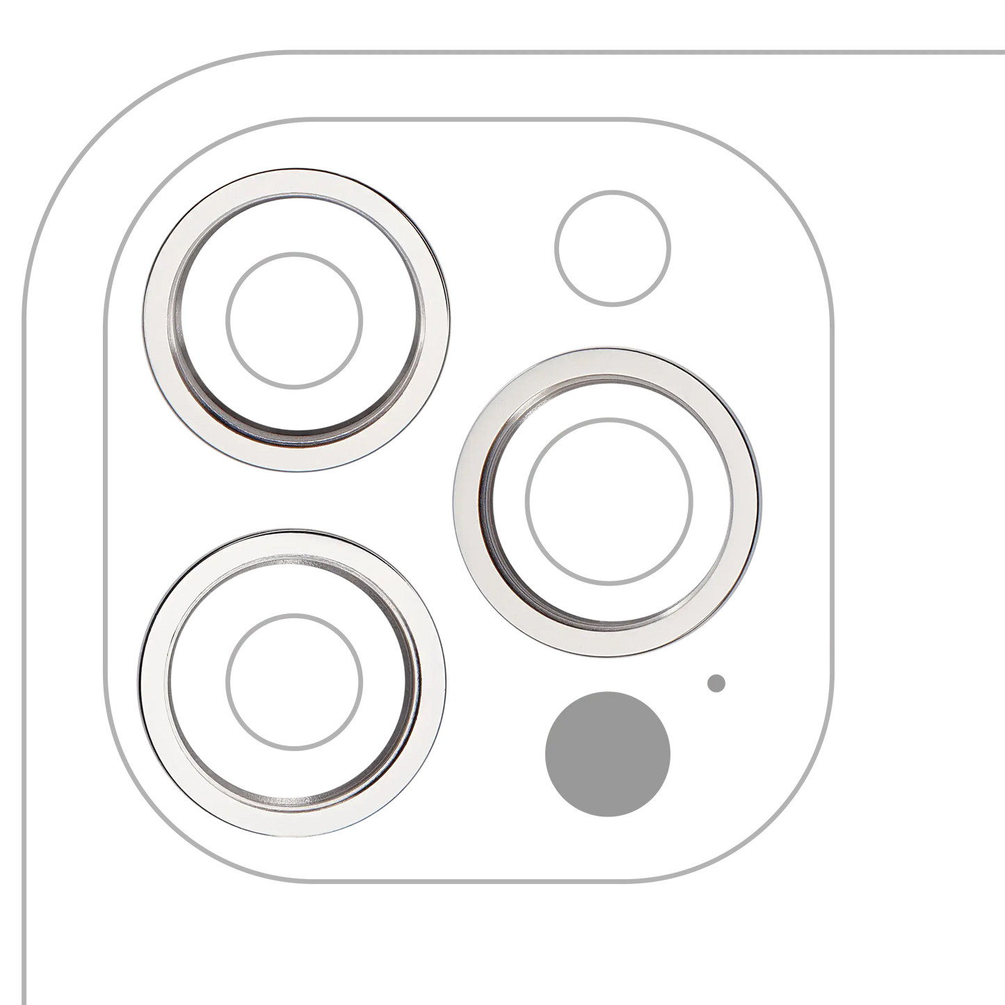 Back Camera Bezel Ring Only For iPhone 12 Pro Max (Silver) (3 Piece Set) (10 Pack)
