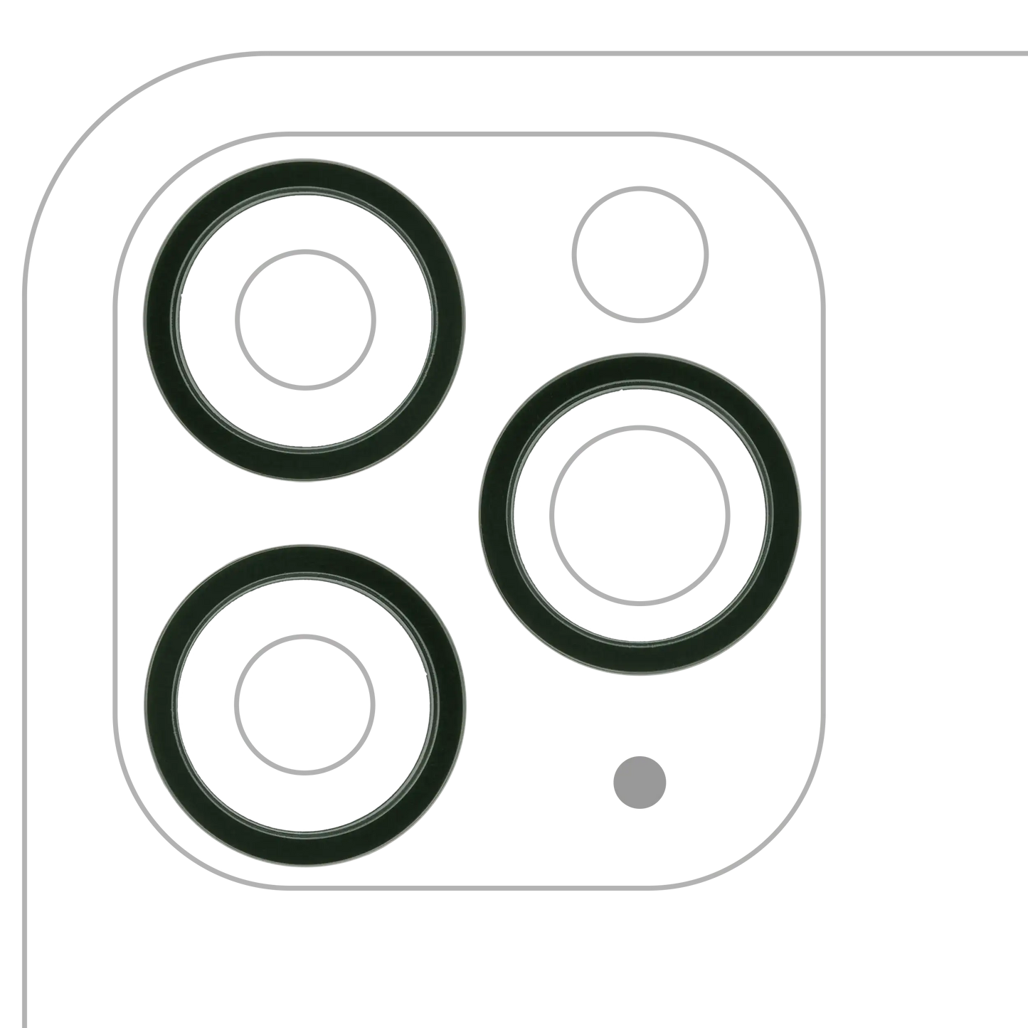 Back Camera Bezel Ring Only For iPhone 11 Pro / 11 Pro Max (Midnight Green) (3 Piece Set) (10 Pack)