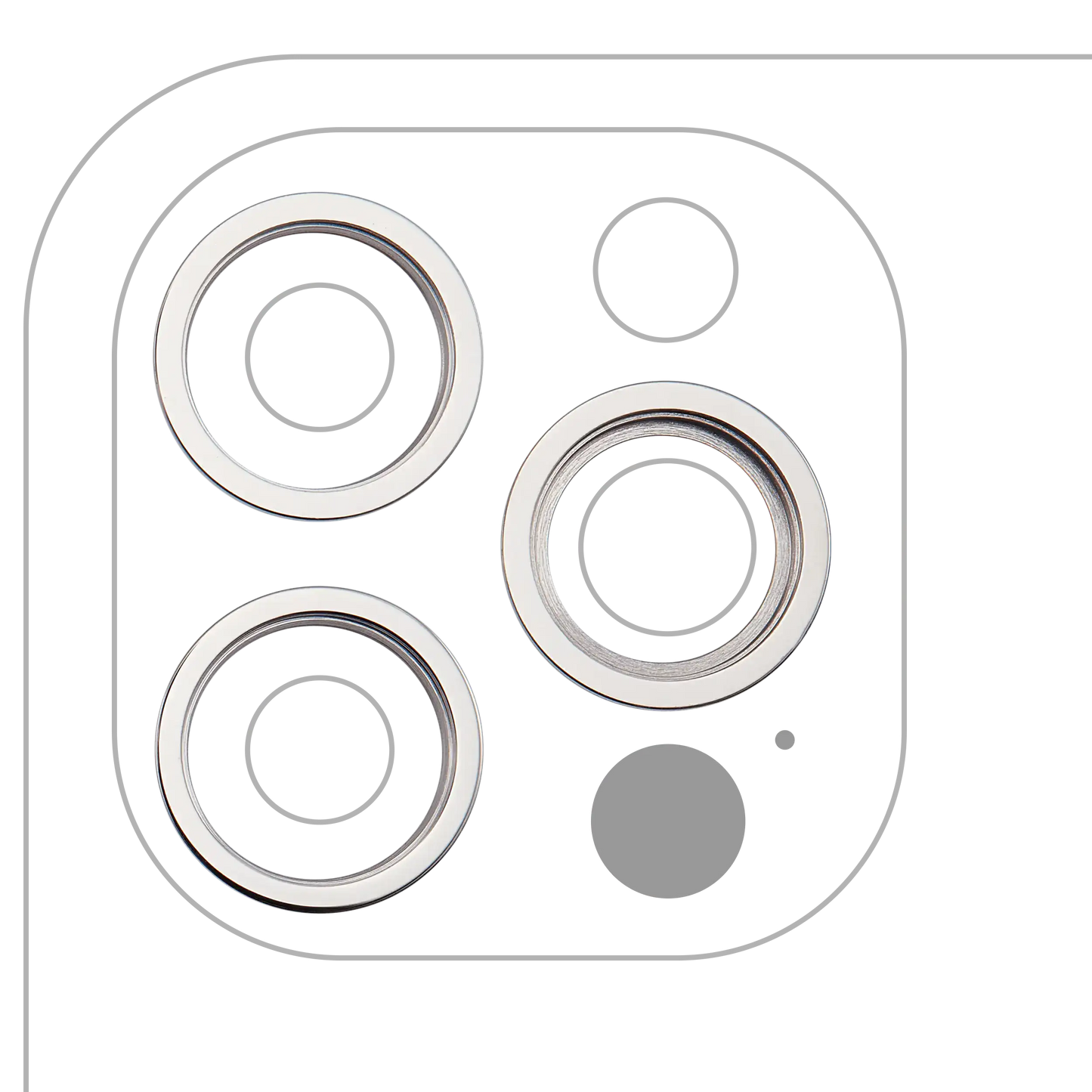 Back Camera Bezel Ring Only For iPhone 12 Pro (Silver) (3 Piece Set)