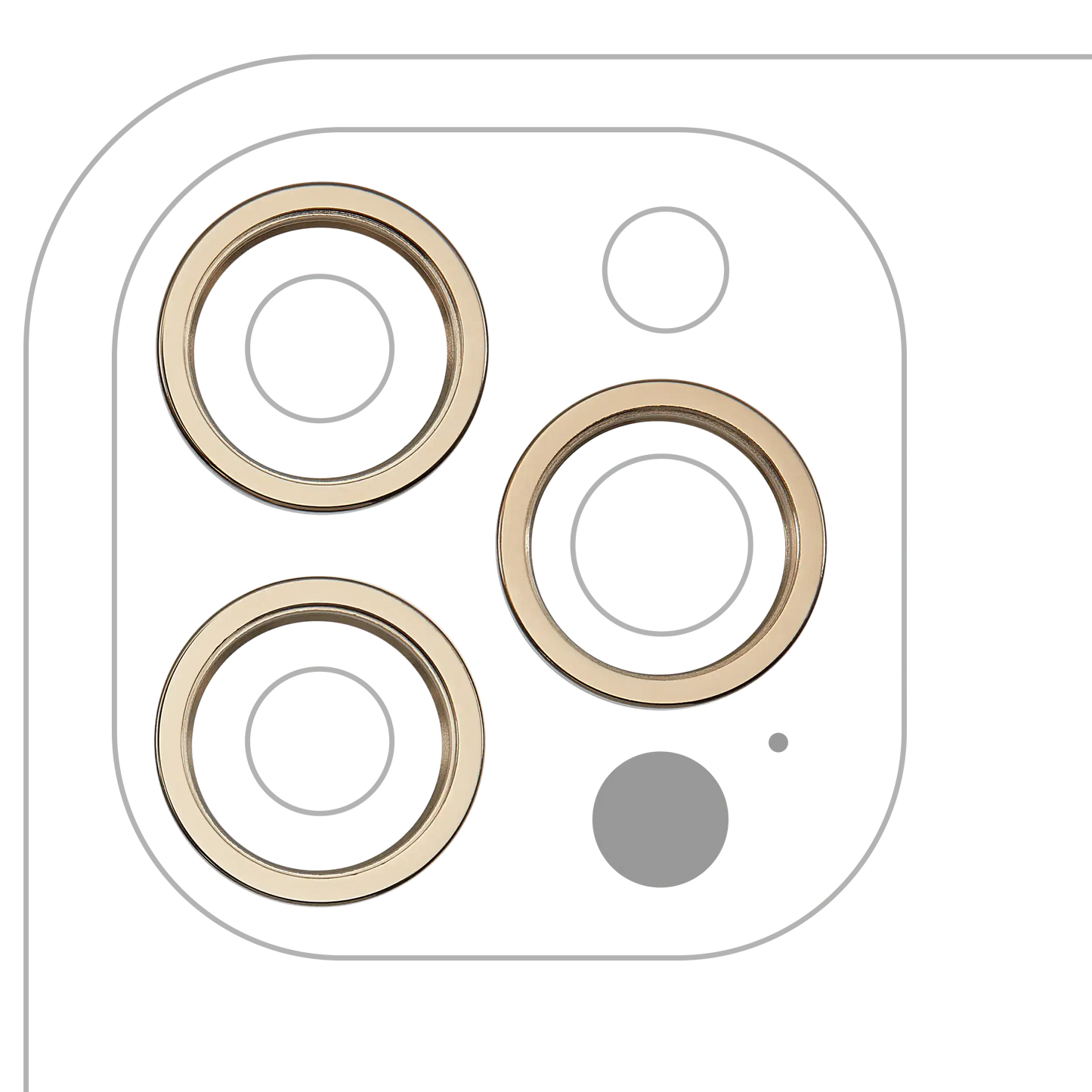 Back Camera Bezel Ring Only For iPhone 12 Pro Max (Gold) (3 Piece Set)