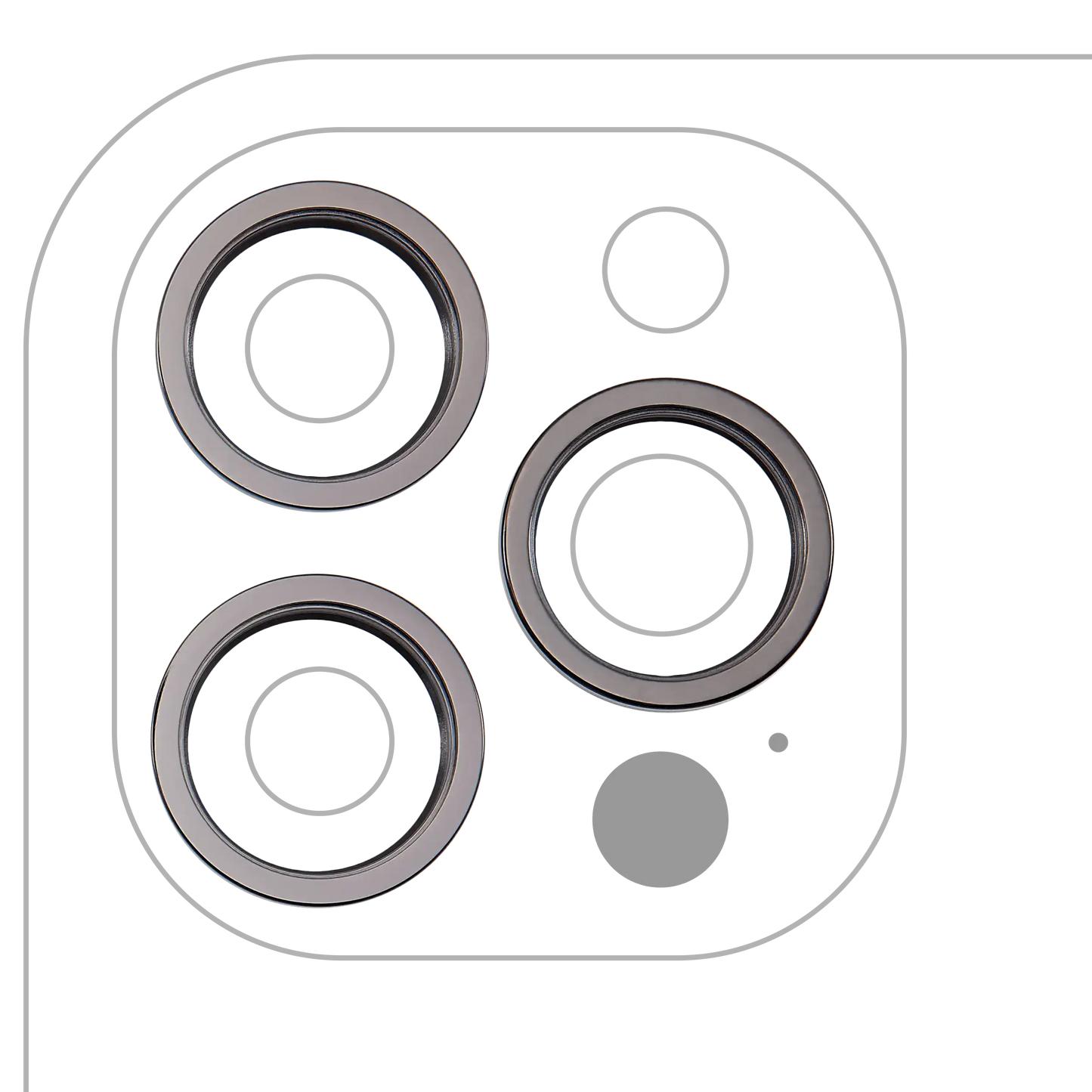 Back Camera Bezel Ring Only For iPhone 12 Pro Max (Graphite) (3 Piece Set)