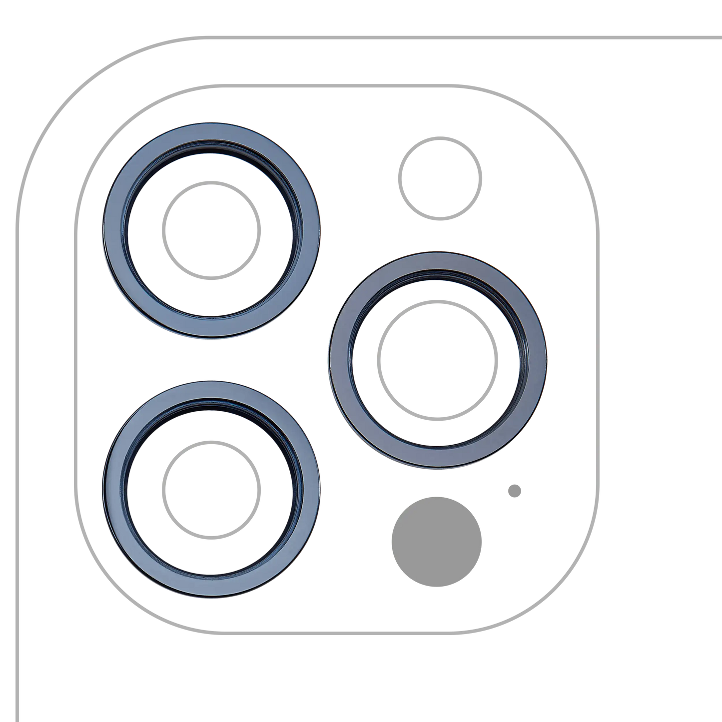 Back Camera Bezel Ring Only For iPhone 12 Pro Max (Pacific Blue) (3 Piece Set)